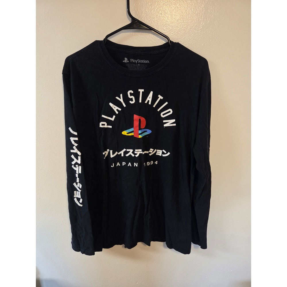 PlayStation Long Sleeve Shirt Mens Large Black Japan 1994 Graphic Cotton Sony